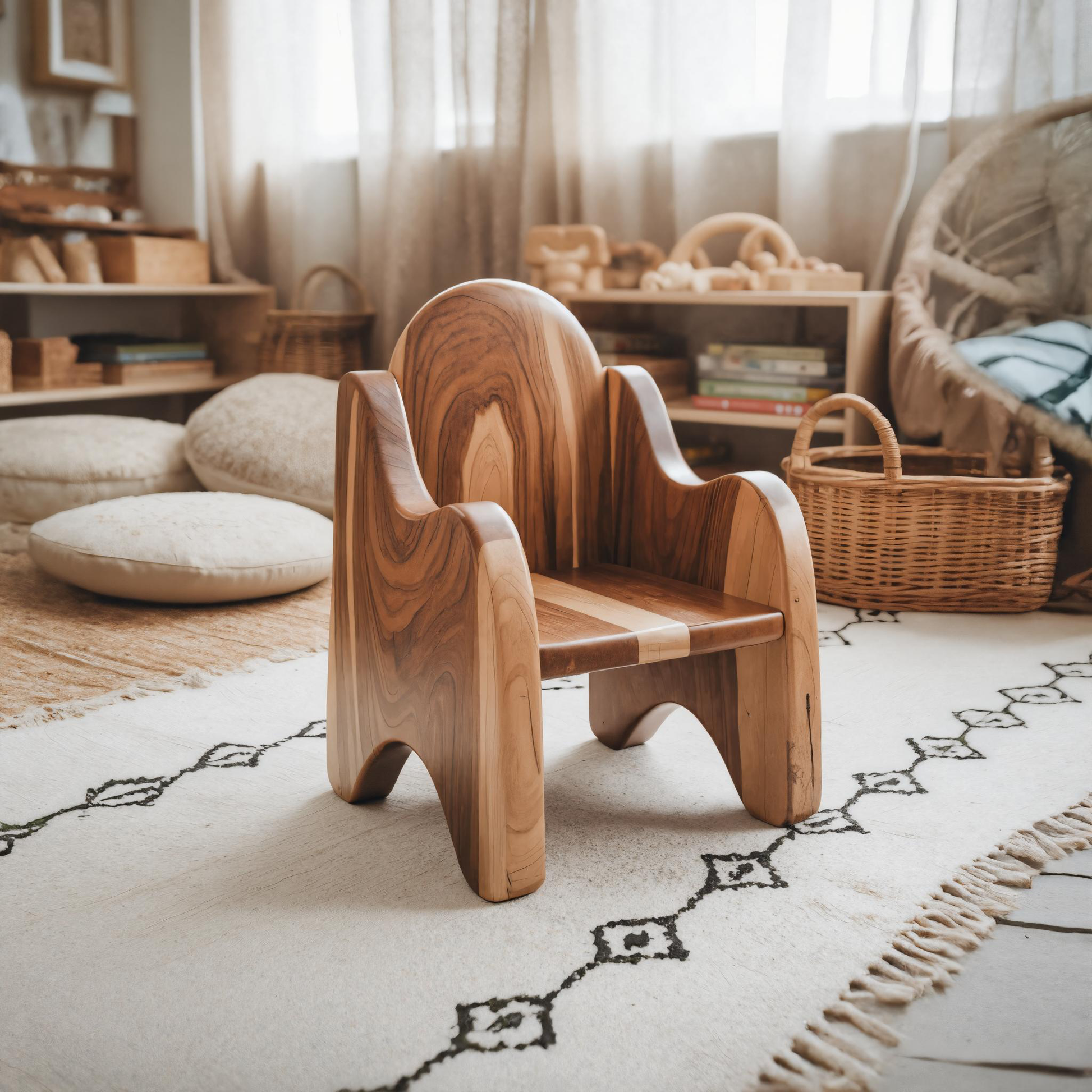 Montessori Wooden Toddler Chair For Playroom Or Minimalist Nursery Kitchnce