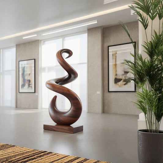Hand Carved Abstract Wooden Sculpture For Yard Decor Kitchnce