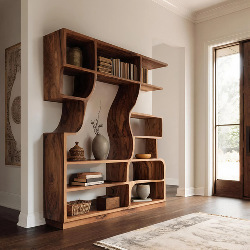 Artisan Carved Bookshelf For Modern Interior Kitchnce