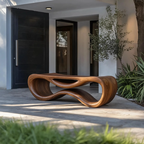 Contemporary Sculptural Outdoor Bench For Patio Or Garden Decor Kitchnce