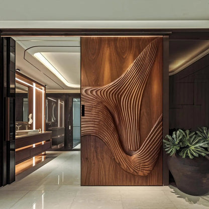Modern Carved Sliding Door For Bathroom And Entrance Kitchnce