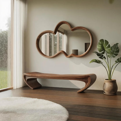 Modern Sculptural Wood Bench For Entryway Or Living Room Kitchnce