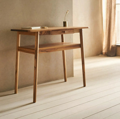 Modern Minimalist Wood Writing Desk With Drawer For Home Office Or Entryway Kitchnce
