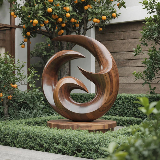 Farmhouse Abstract Wooden Sculpture For Living Room Kitchnce