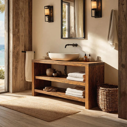 Farmhouse Wooden Vanity For Cozy Bathroom Spaces Kitchnce