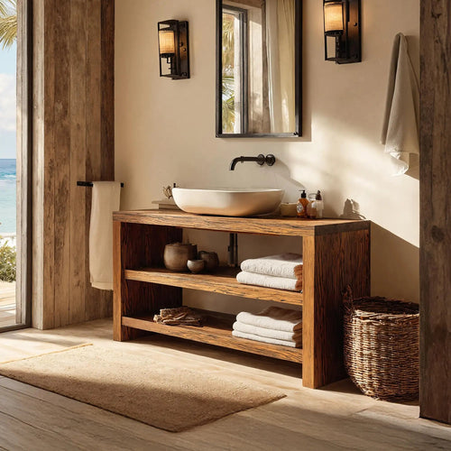 Farmhouse Wooden Vanity For Cozy Bathroom Spaces Kitchnce
