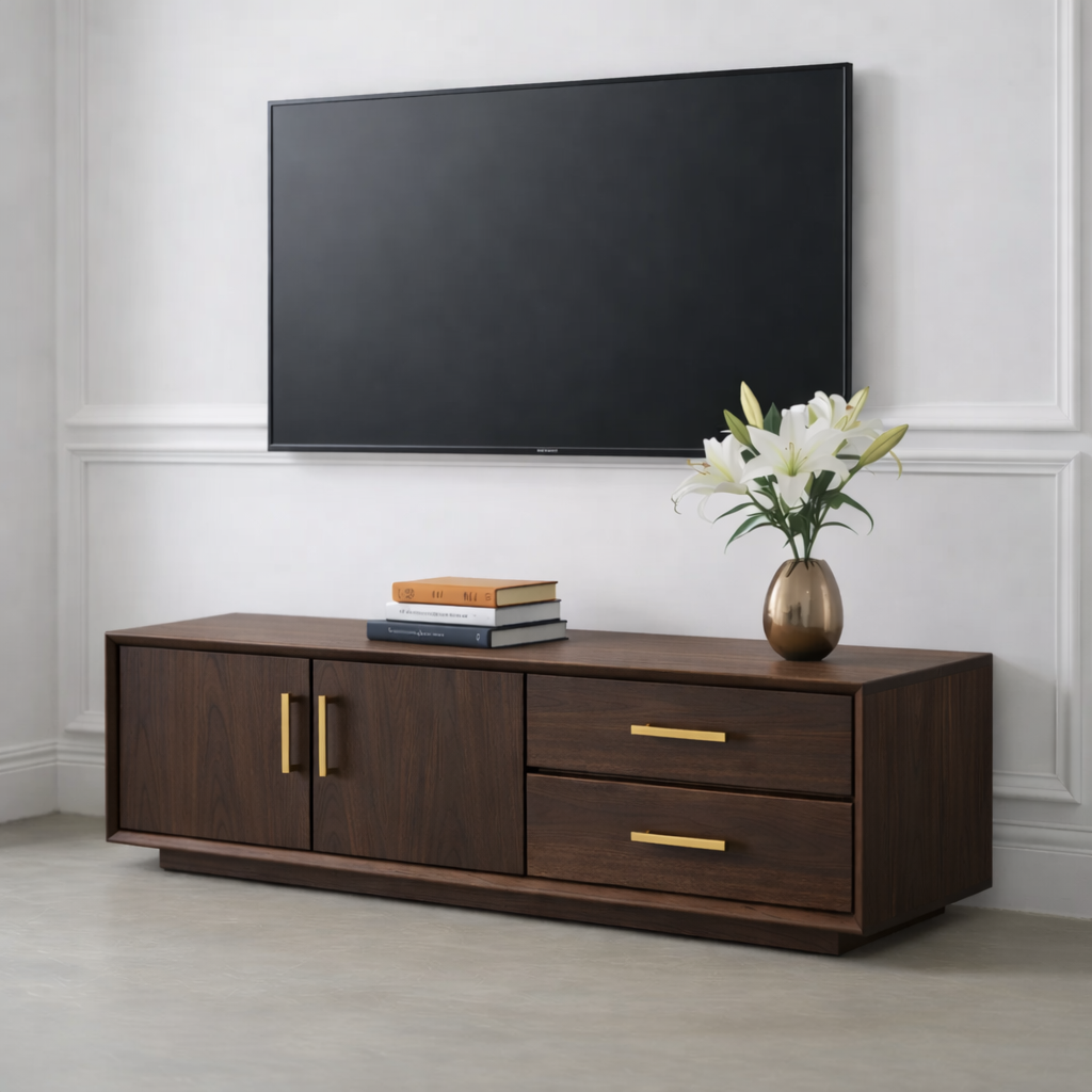 Solid Wood TV Stand with Drawers and Cabinet for Elegant Living Rooms Kitchnce