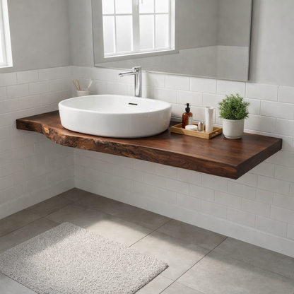 Floating Live Edge Walnut Bathroom Vanity Top for Morden Bathrooms Kitchnce