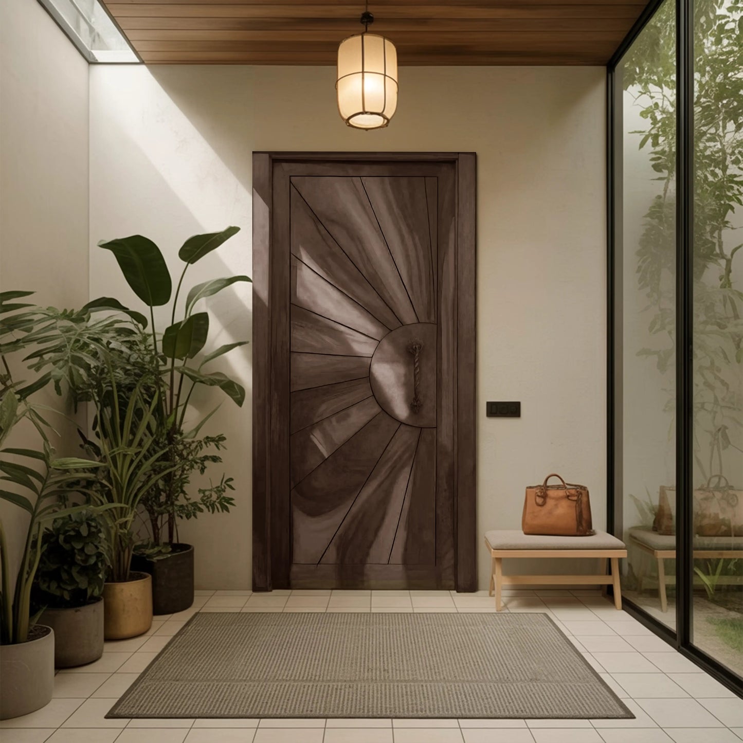 Modern Sunburst Front Door Design For Entryway Kitchnce