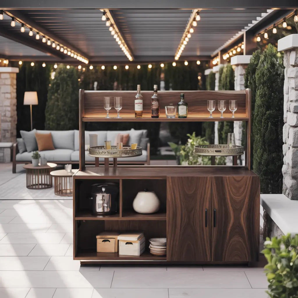 Contemporary Outdoor Bar Table With Hidden Storage For Garden Or Poolside Kitchnce