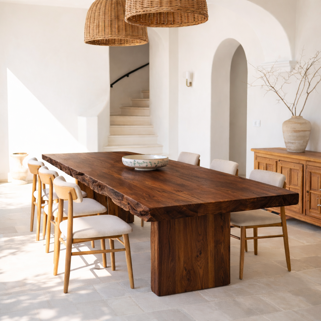 Solid Wood Live Edge Dining Table Handmade Rustic Design