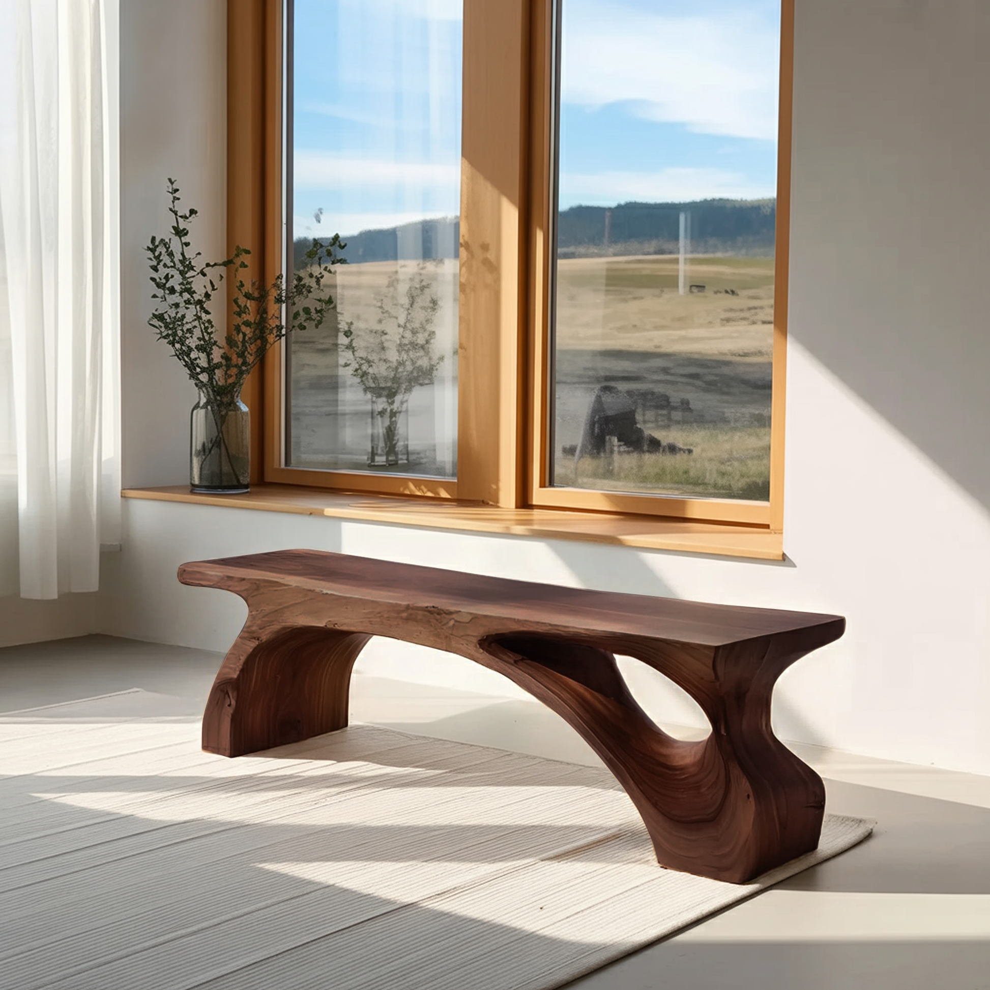 Organic Live Edge Bench For Modern Entryway Or Living Room Kitchnce