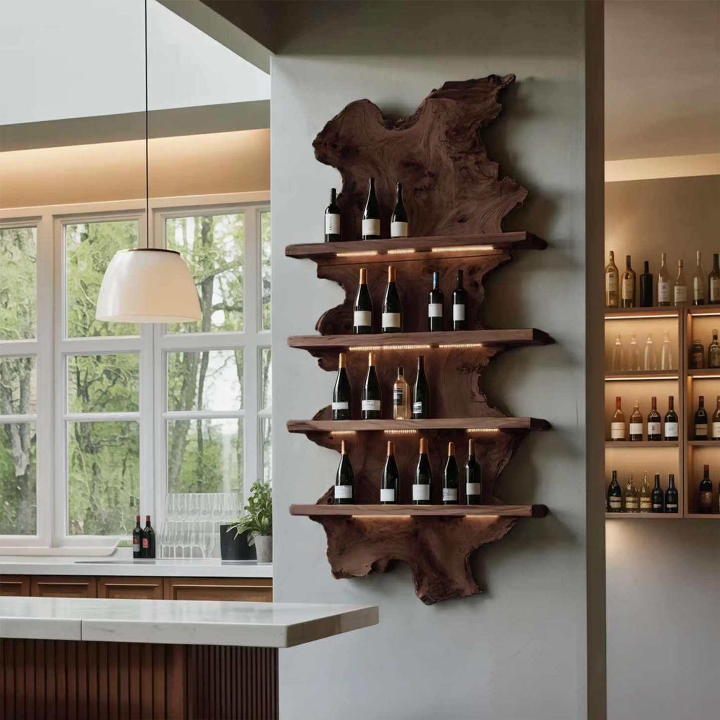 Mid Century Live Edge Wine Holder For Bar Decor And Home Art Kitchnce