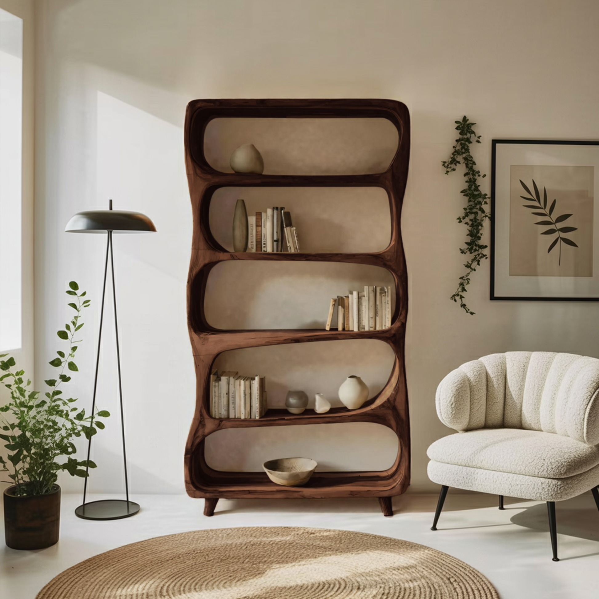 Handcrafted Bookshelf With Open Shelving Unit For Living Room Kitchnce