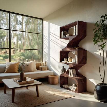 Modern Sculptural Wall Bookcase For Living Room Or Office Kitchnce