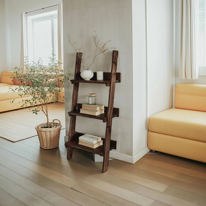 Rustic Ladder Shelf With Tiered Display For Bedroom And Living Room Kitchnce