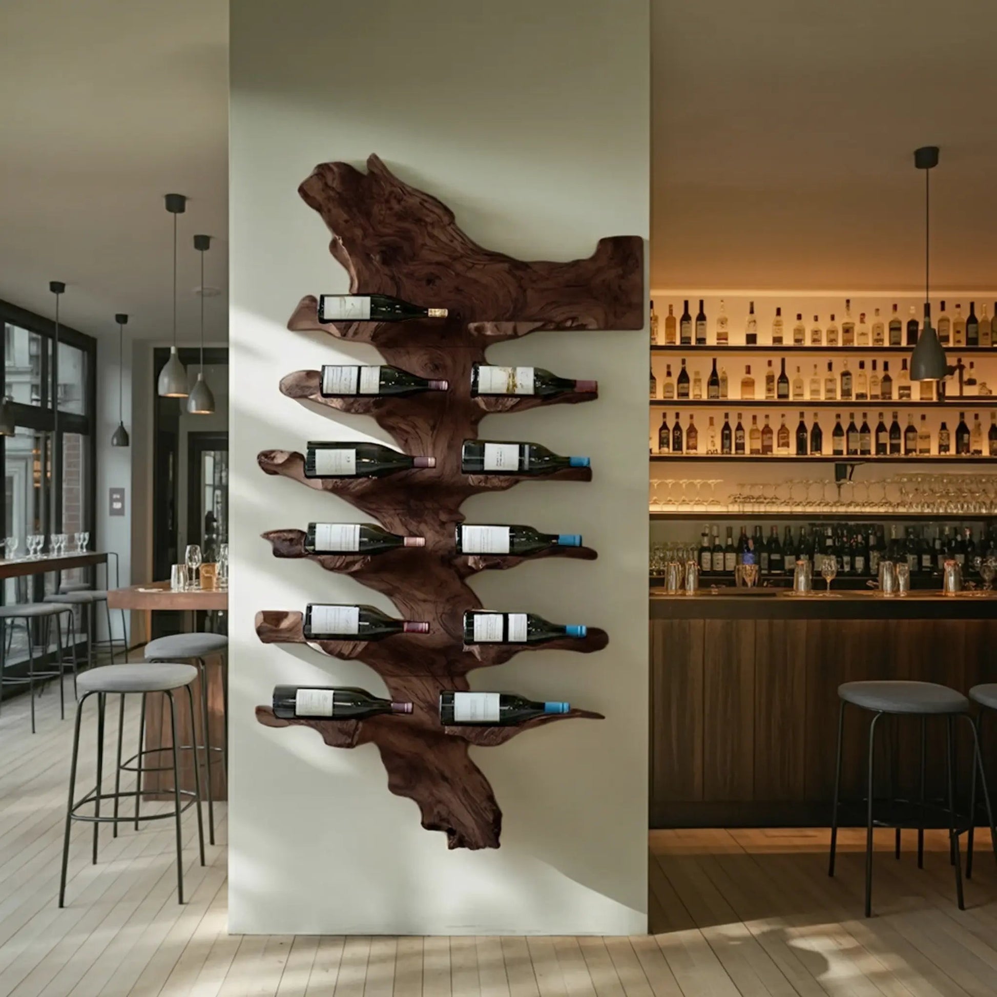 Handcrafted Live Edge Wine Holder For Luxury Furniture Decor Kitchnce