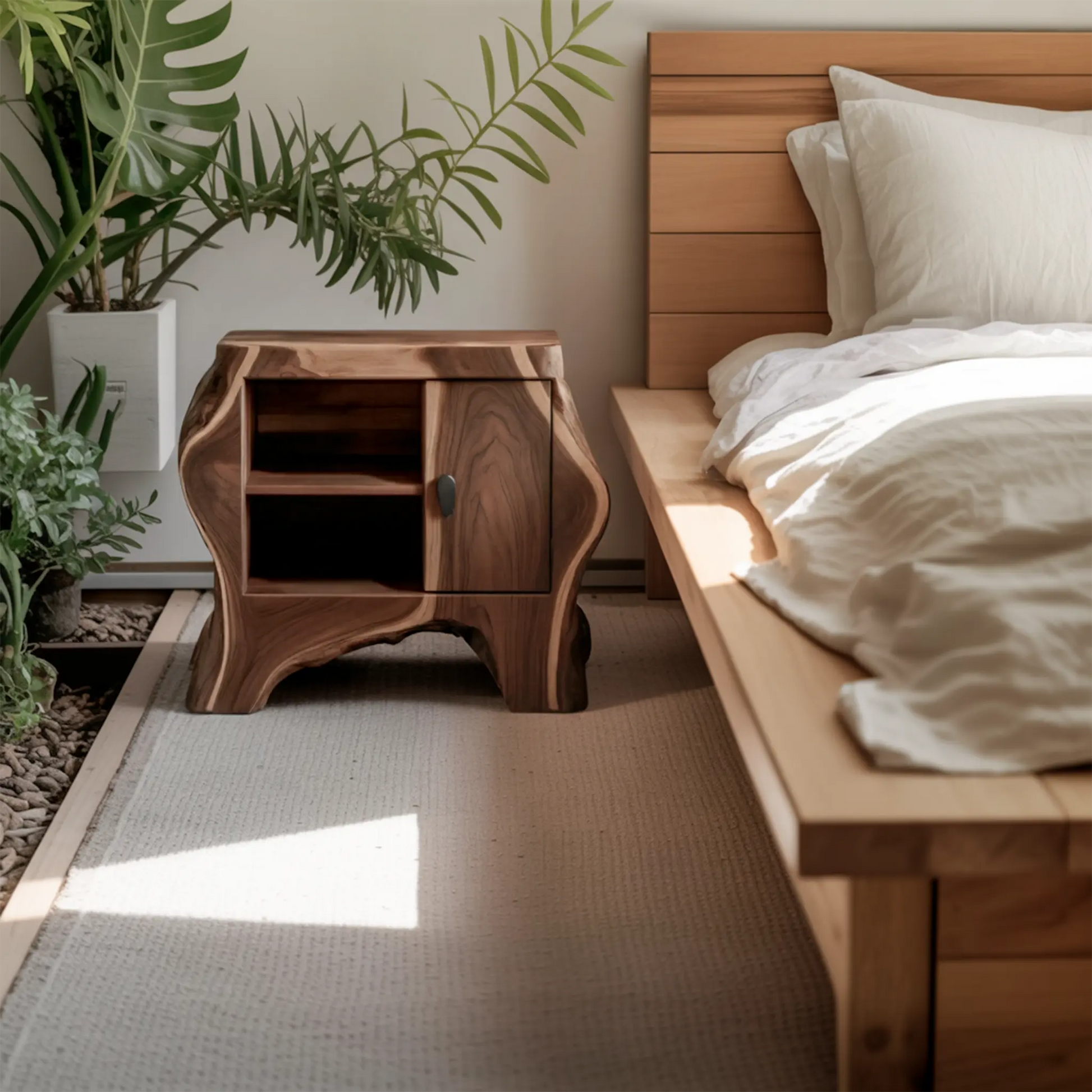 Organic Rustic Nightstand With Storage Cabinet For Bedroom Corner And Interior Kitchnce