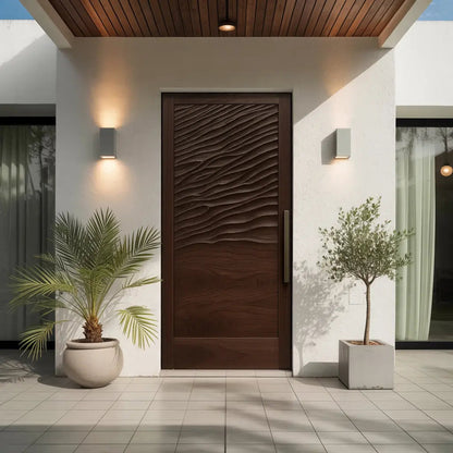 Modern Wave Pattern Front Door Design For Entryway Kitchnce