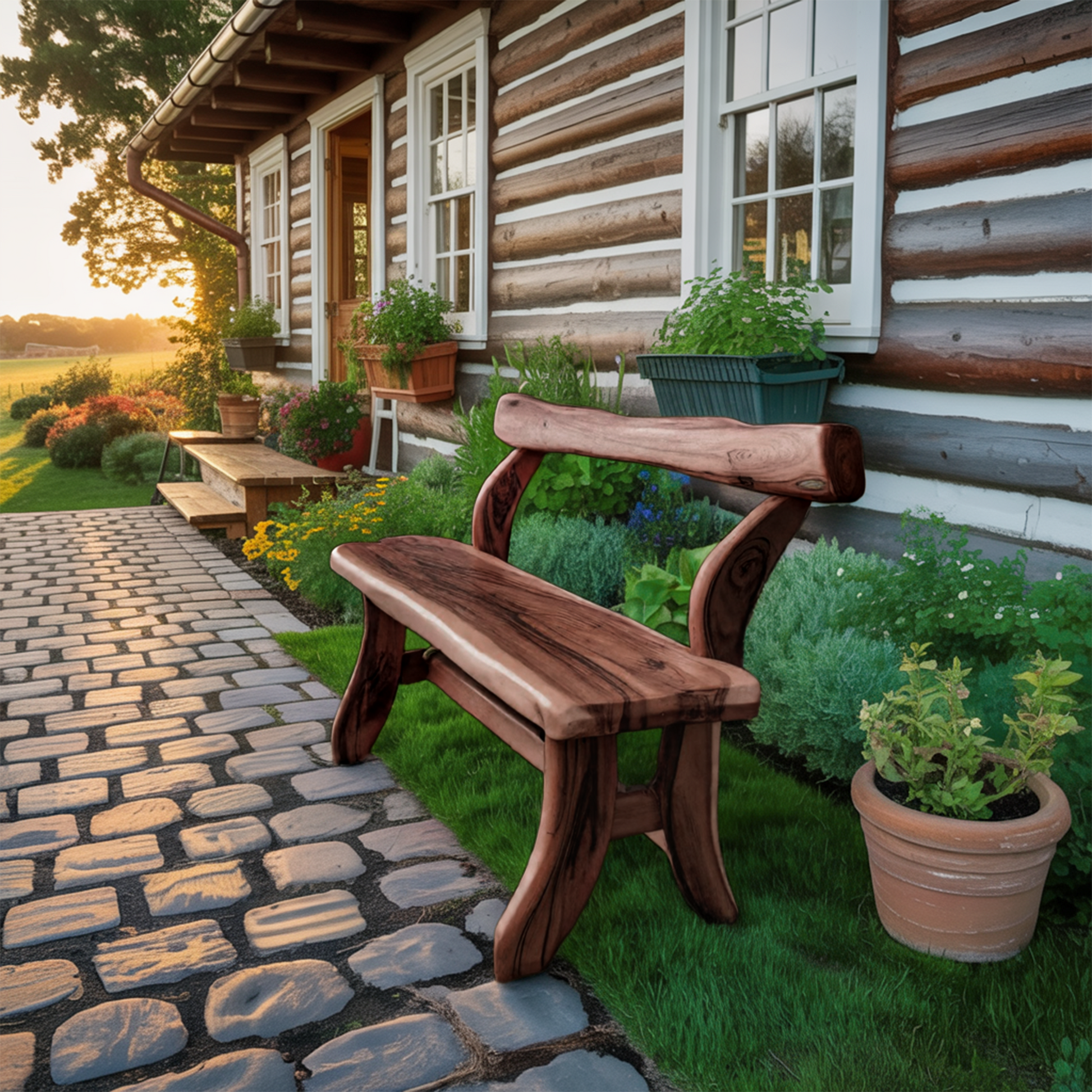 Rustic Garden Bench With Curved Seat For Patio Pathway And Front Porch Kitchnce