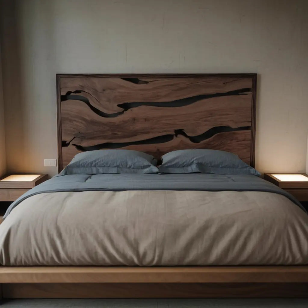 Contemporary Live Edge Headboard With Natural Woodgrain Kitchnce