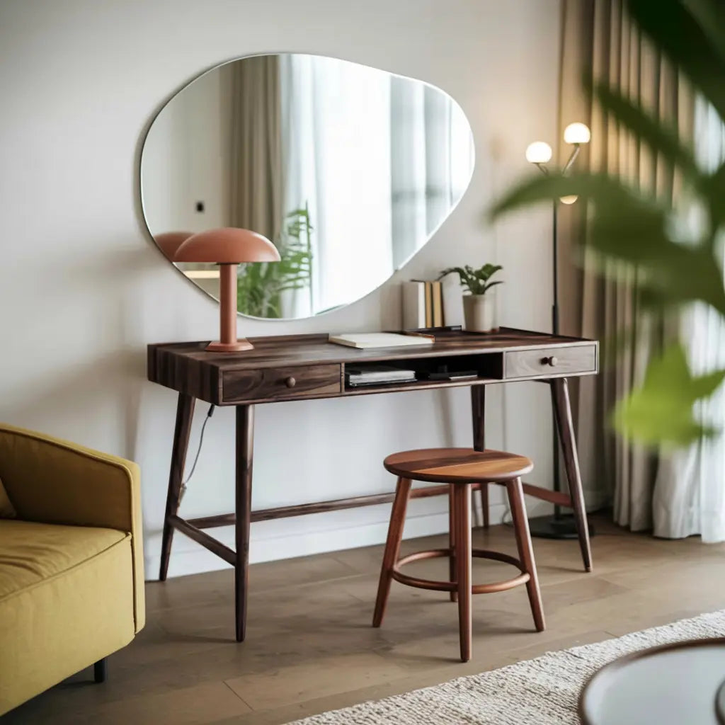 Mid Century Desk With Drawer For Home Office And Workspace Kitchnce