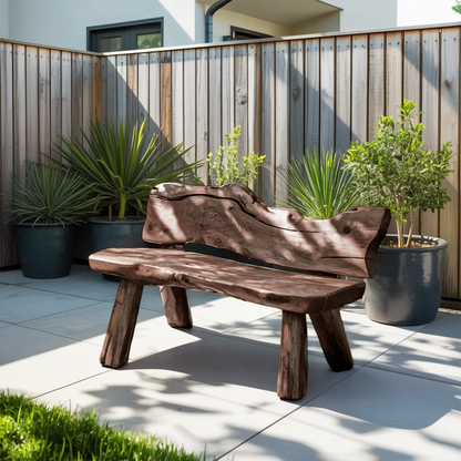 Rustic Live Edge Garden Bench For Patio Backyard And Forest Cabin Kitchnce