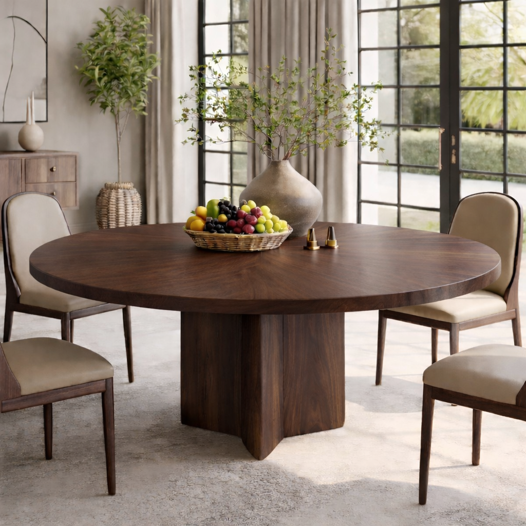 Luxury Solid Wood Round Dining Table for Elegant Interiors