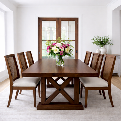 Solid Wood Dining Table with X-Base Farmhouse Style Kitchnce