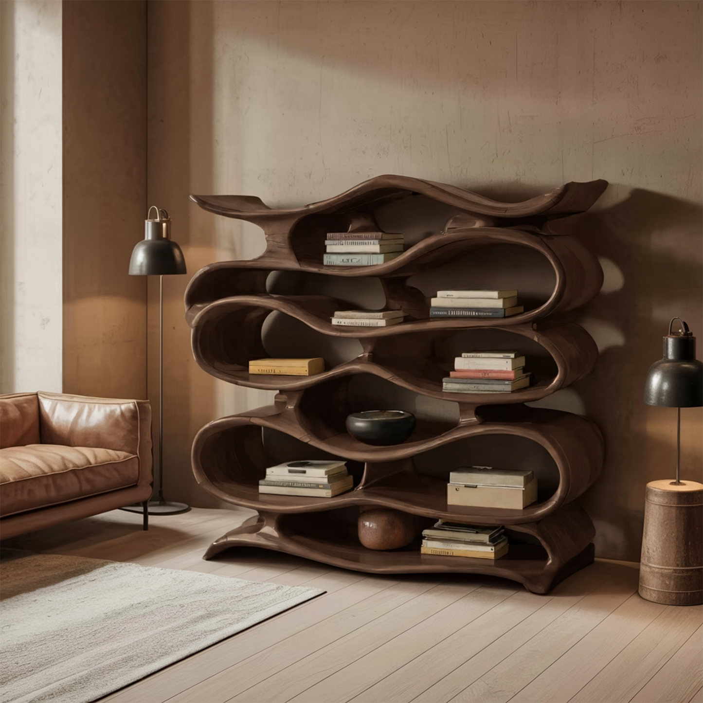 Sculptural Bookshelf Cabinet For Living Room And Office Kitchnce