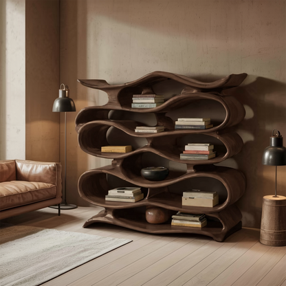 Sculptural Bookshelf Cabinet For Living Room And Office Kitchnce
