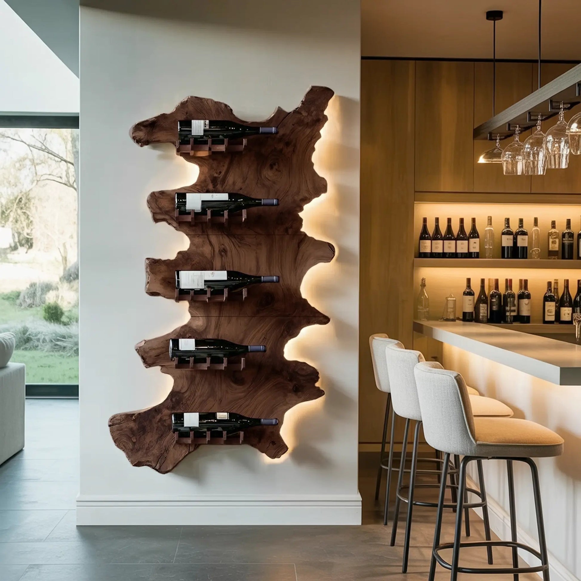 Mid Century Wooden Wine Rack For Bar Decor And Wine Storage Kitchnce