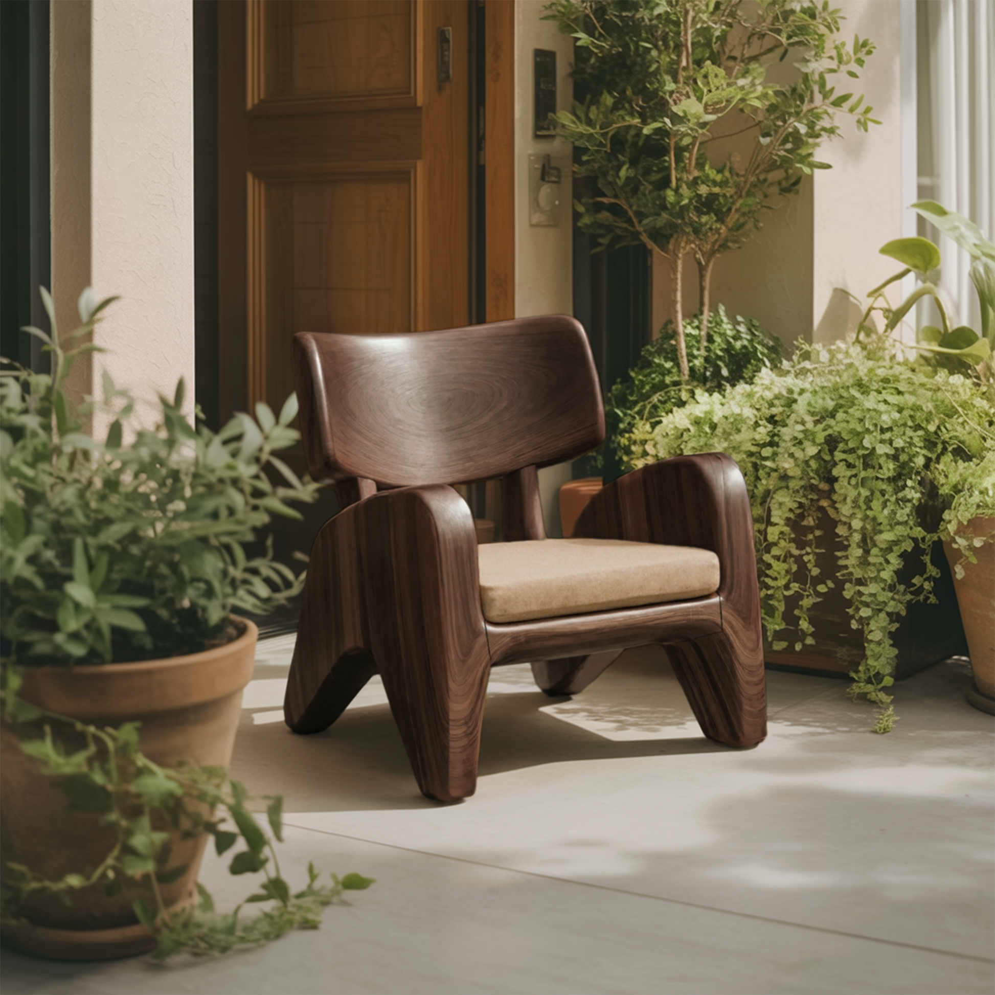 Contemporary Wooden Lounge Chair For Garden Or Reading Nook Kitchnce