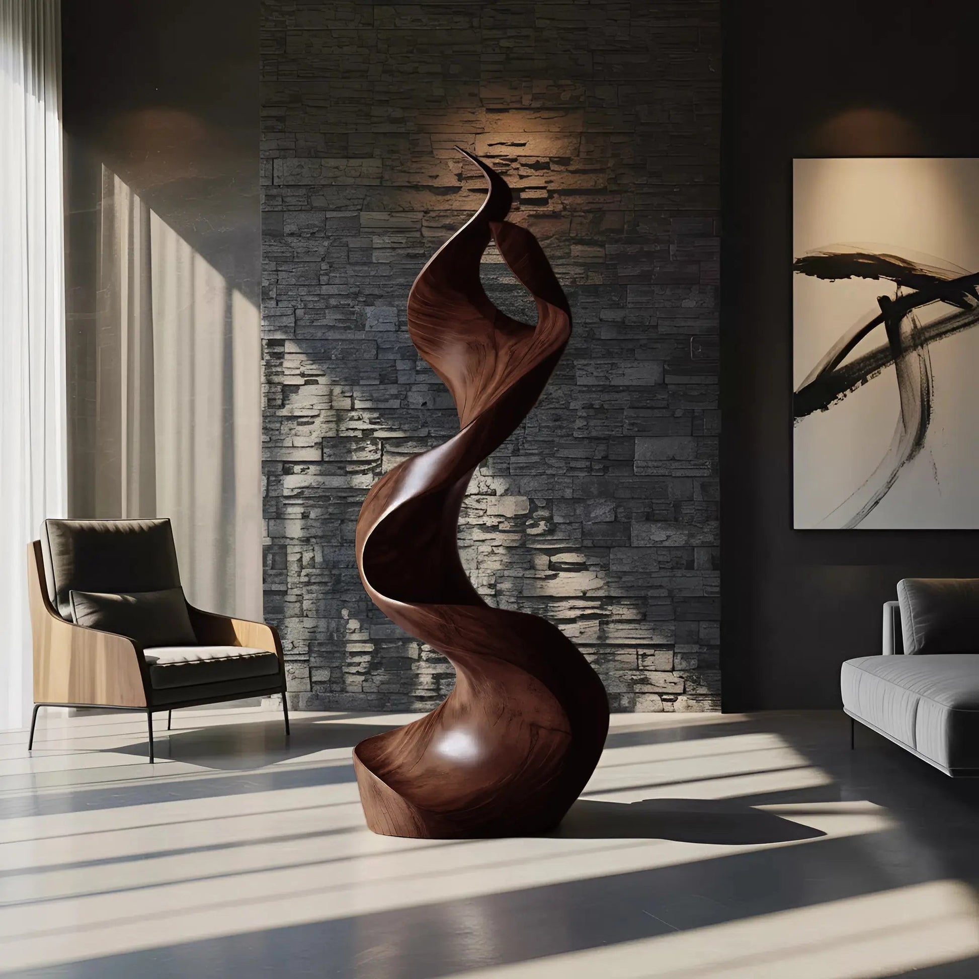 Rustic Large Wooden Sculpture For Furniture Art Feature Kitchnce