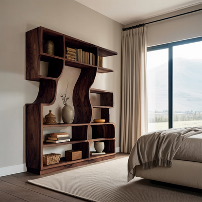 Artisan Carved Bookshelf For Modern Interior Kitchnce