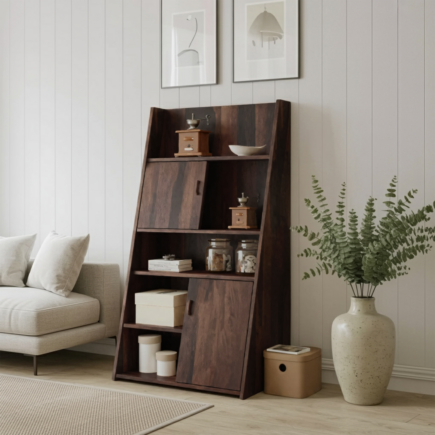 Modern Slanted Cabinet With Sliding Doors For Kitchen Entryway And Living Room Kitchnce