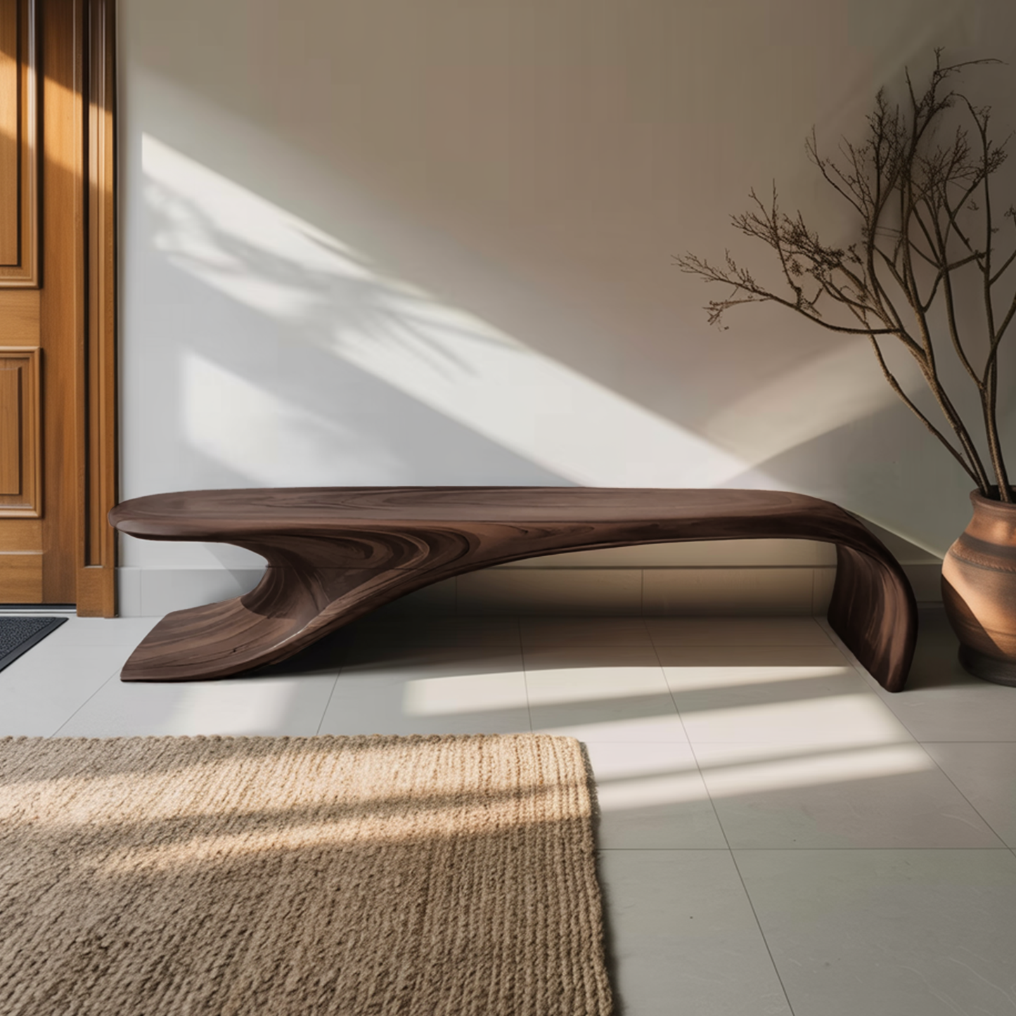 Modern Sculptural Bench With Flowing Curves For Living Room Kitchnce