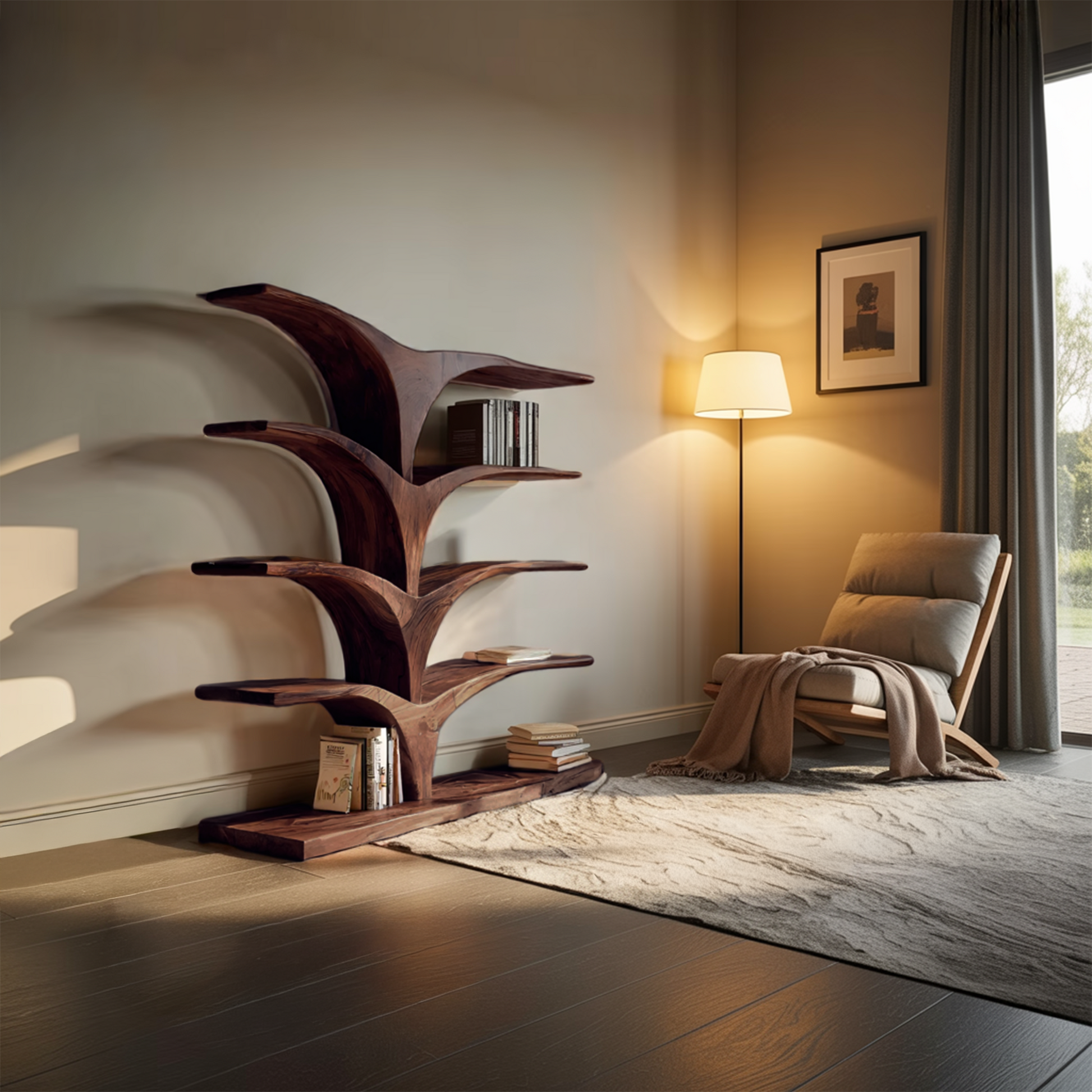 Contemporary Curved Bookshelf For Modern Interior Kitchnce