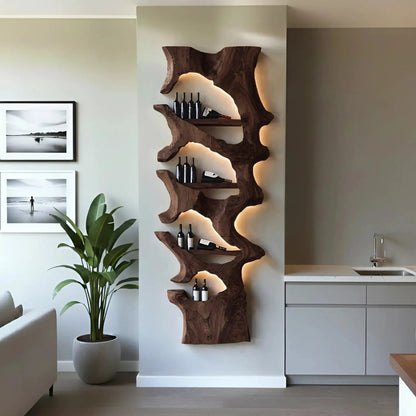 Mid Century Solid Wood Wine Rack For Bar Decor And Display Kitchnce
