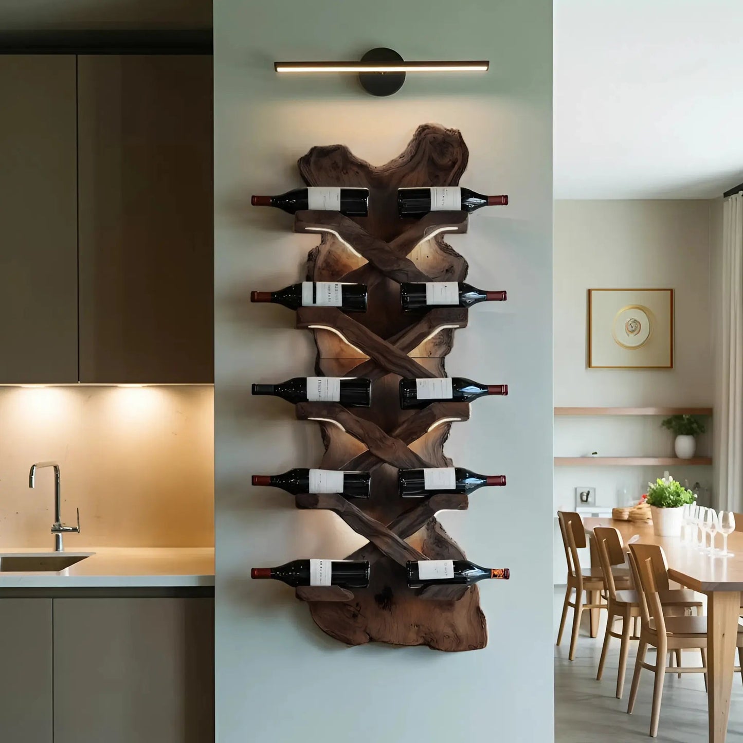 Handcrafted Solid Wood Wine Rack For Bar Decor And Storage Kitchnce