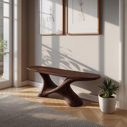 Modern Sculptural Bench With Twisted Base For Entryway Kitchnce