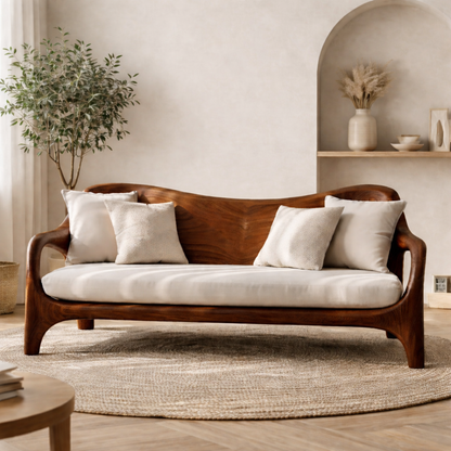 Luxury Solid Wood Sofa Curved Modern Design