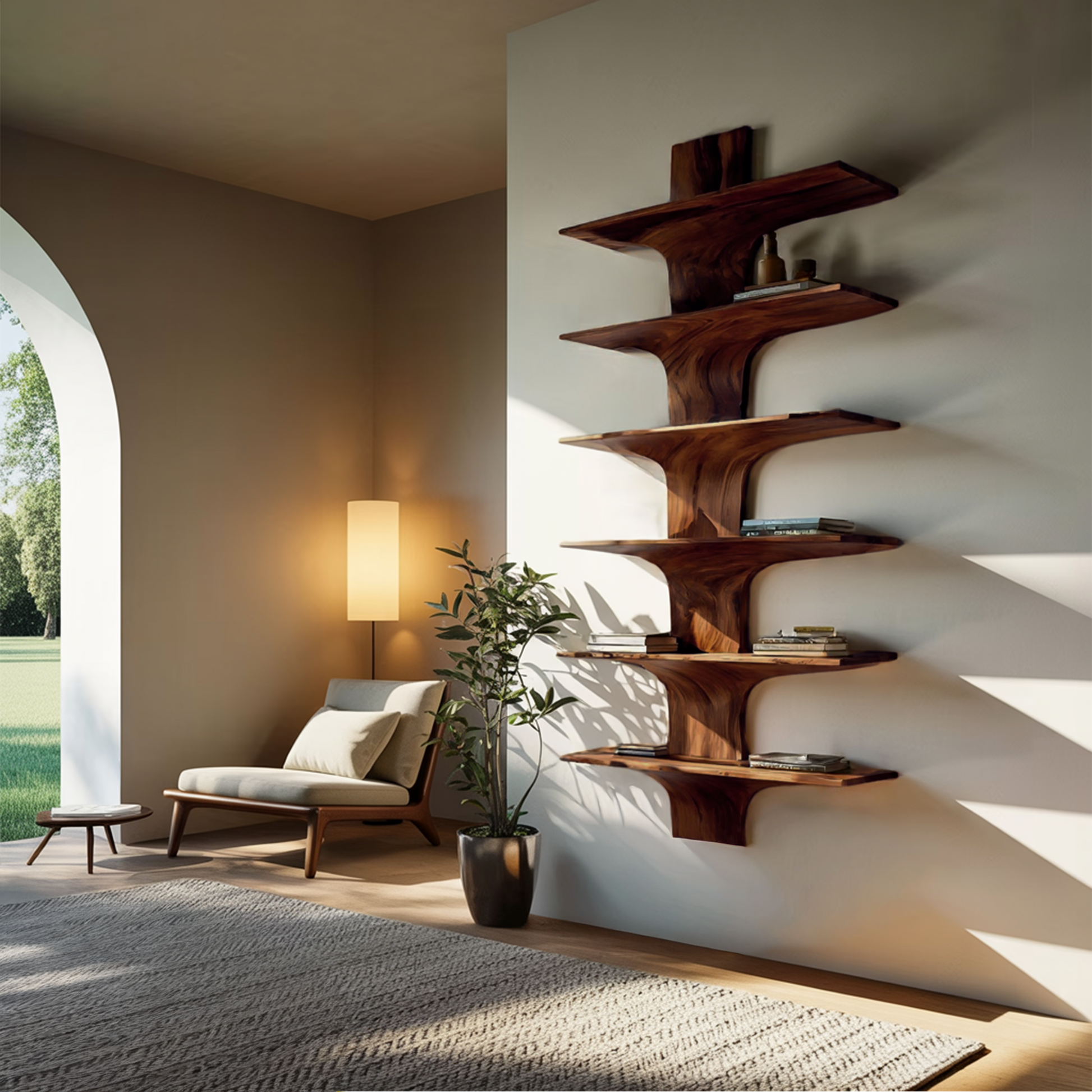 Contemporary Wood Wall Mounted Bookshelf For Home Interior Kitchnce