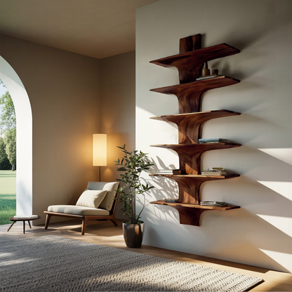 Contemporary Wood Wall Mounted Bookshelf For Home Interior Kitchnce