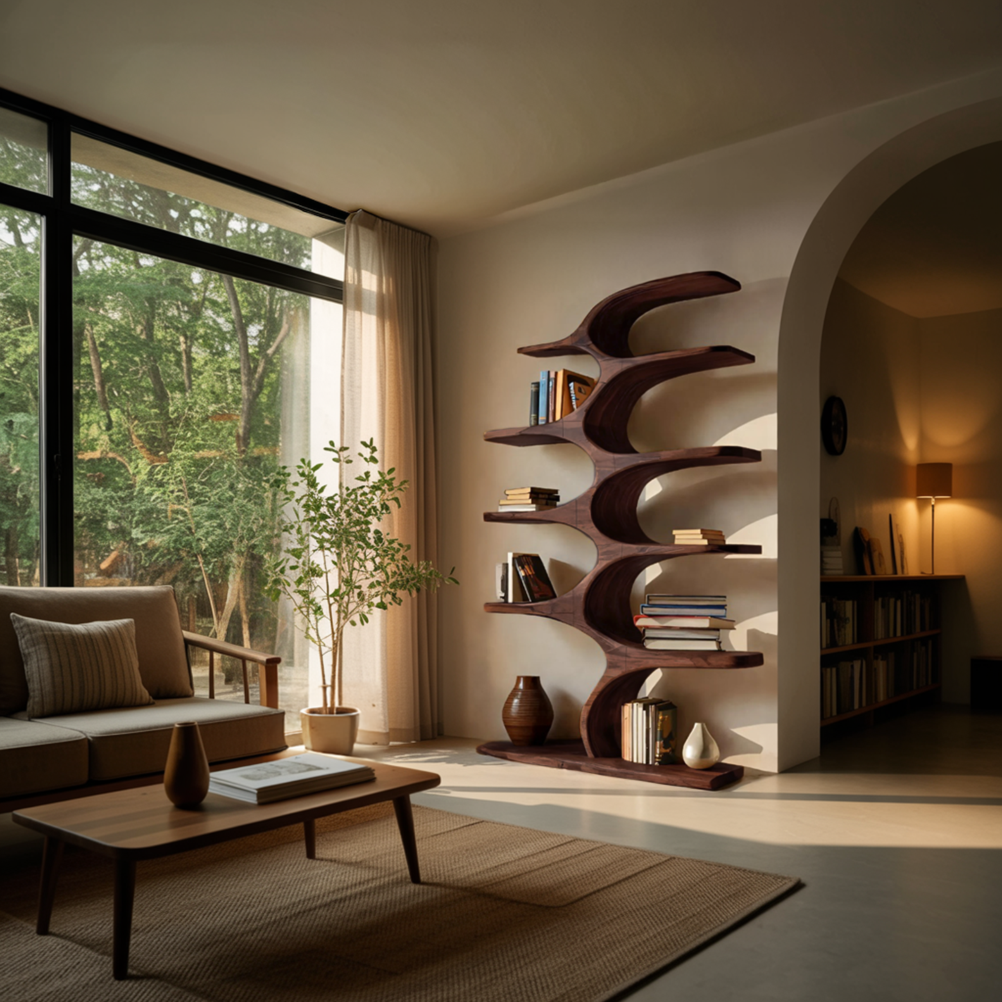 Artistic Curved Bookshelf Fluid Lines Statement For Designer Interiors Kitchnce