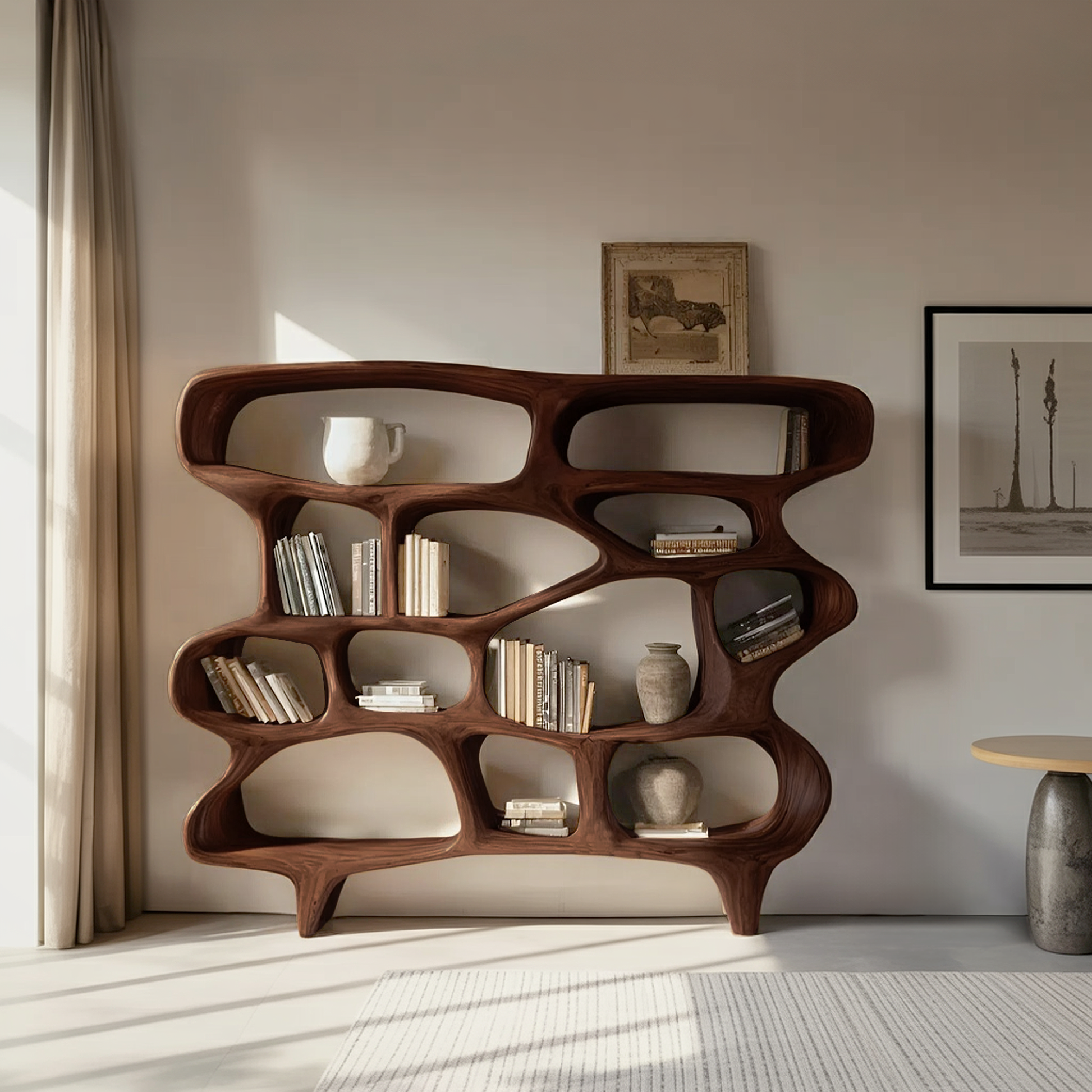 Organic Sculptural Bookshelf For Living Room Or Office Decor Kitchnce