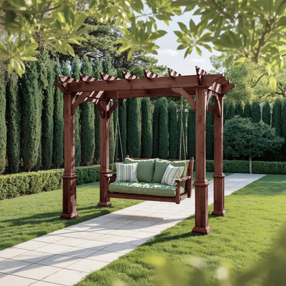 Rustic Pergola Swing Bench For Outdoor Garden And Lounge Kitchnce