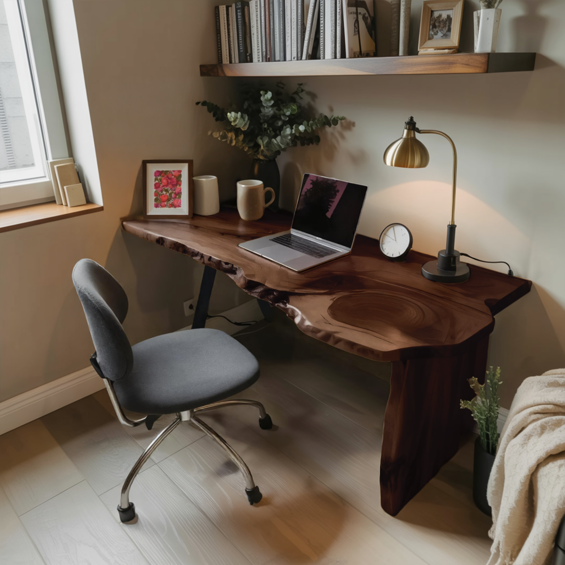 Rustic Office Desk With Live Edge Design For Home Workspace Kitchnce