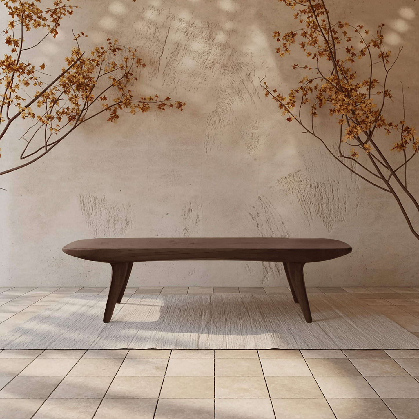 Curved Minimalist Organic Bench For Entryway Bedroom And Living Room Kitchnce