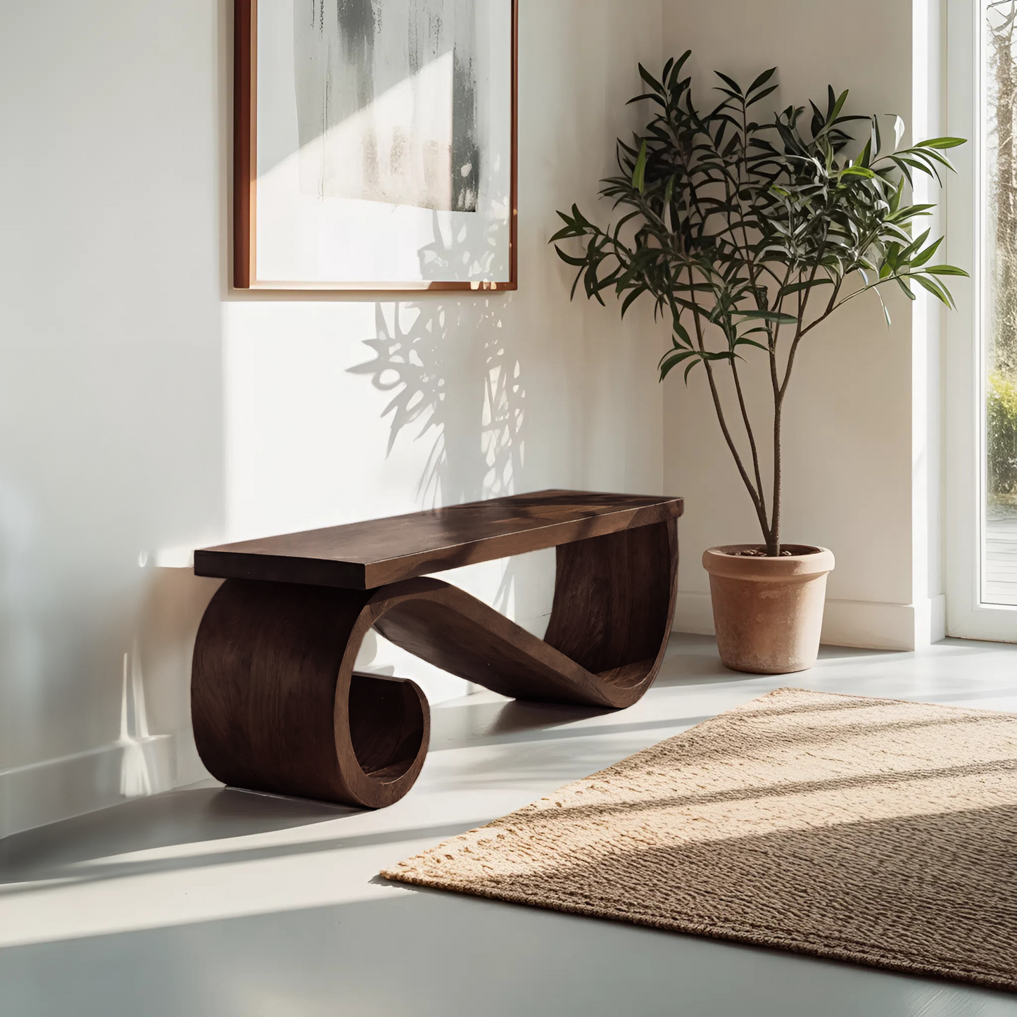 Organic Sculptural Bench For Entryway Or Living Room Kitchnce